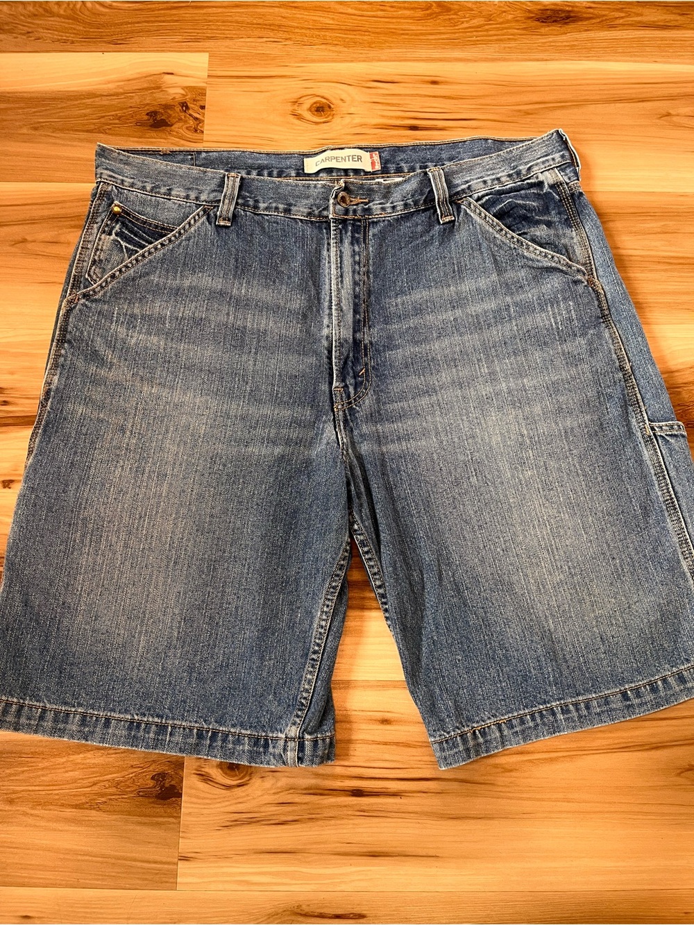 Vintage Y2K Levis Carpenter Denim Shorts Blue Jeans Mens 40 Baggy Wide Loose W40